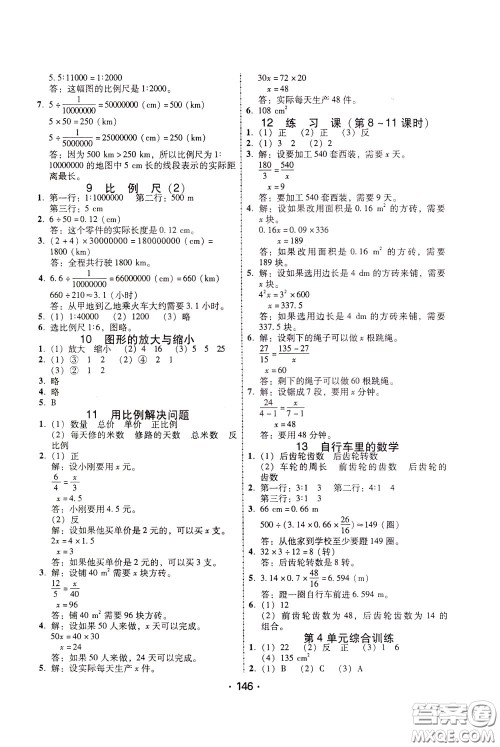 2020年课时学练测学生用书数学六年级下册人教版参考答案 2020年课时学练测学生用书数学六年级下册人教版参考答案