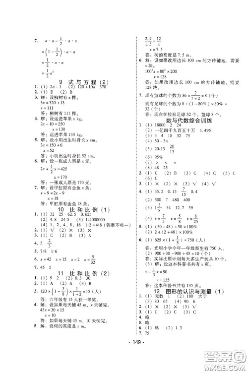 2020年课时学练测学生用书数学六年级下册人教版参考答案 2020年课时学练测学生用书数学六年级下册人教版参考答案