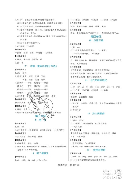 2020年黄冈名师天天练六年级语文下册人教版答案