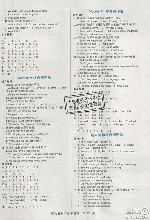 2020年黄冈名师天天练四年级英语下册外研版答案