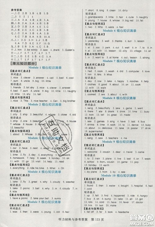 2020年黄冈名师天天练四年级英语下册外研版答案