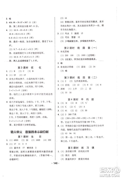 2020年课时学练测学生用书数学四年级下册北师大版参考答案