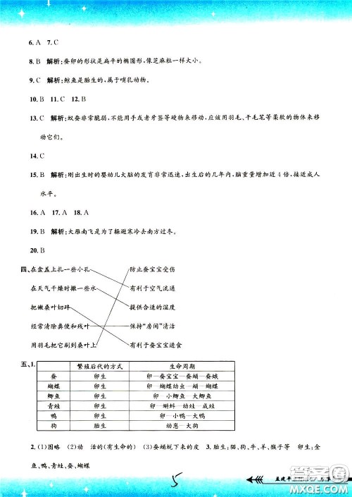 孟建平系列丛书2020年小学单元测试科学三年级下册J教科版参考答案
