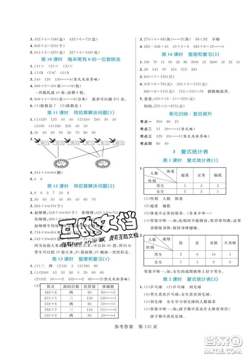 2020年黄冈名师天天练三年级数学下册人教版答案