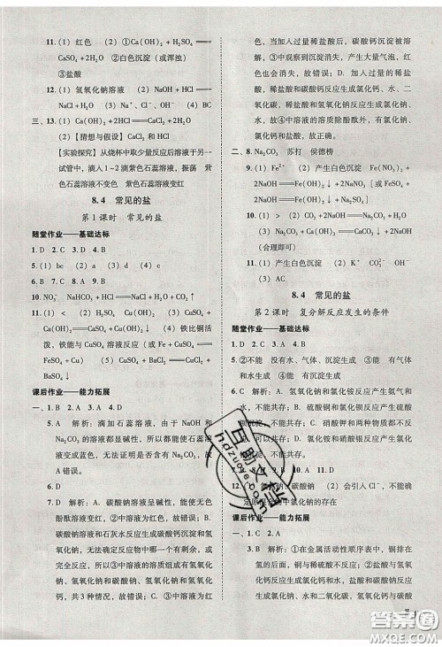 2020年辽宁作业分层培优学案九年级化学下册科粤版答案