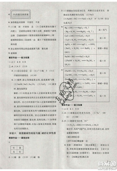 2020年辽宁作业分层培优学案九年级化学下册科粤版答案