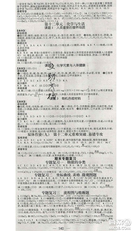 江西教育出版社2020春季名师测控九年级化学下册人教版答案