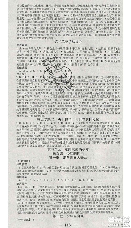 江西教育出版社2020春季名师测控九年级道德与法治下册人教版答案