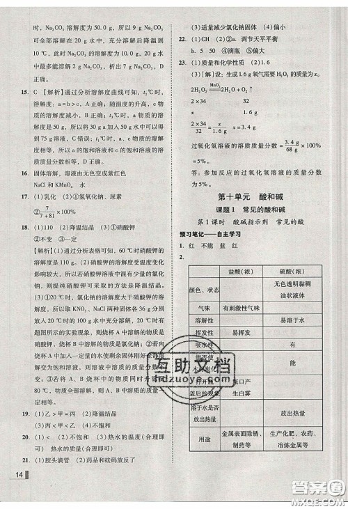 2020年辽宁作业分层培优学案九年级化学下册人教版答案