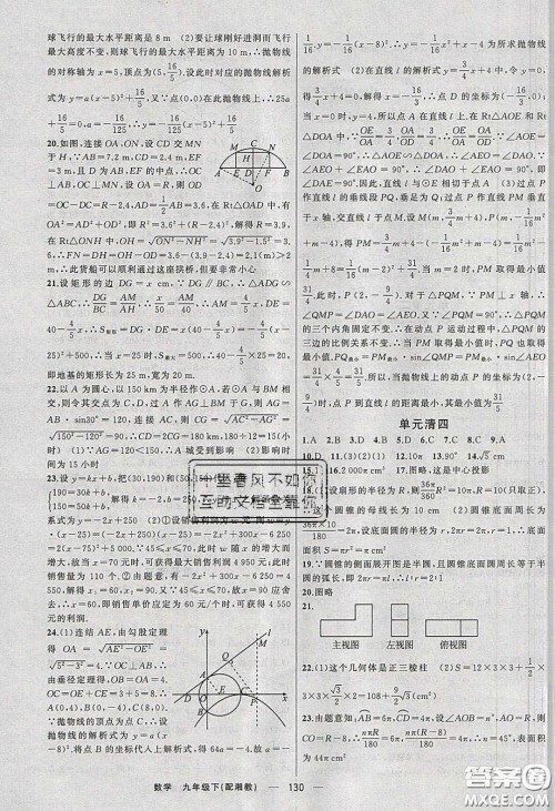 2020年四清导航九年级数学下册湘教版答案