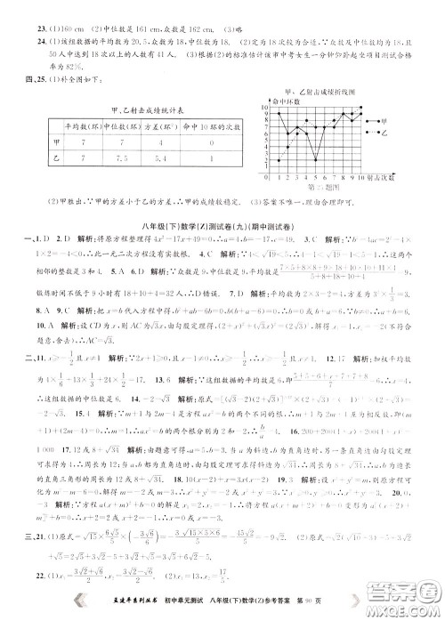 孟建平系列丛书2020年初中单元测试数学八年级下册Z浙教版参考答案 孟建平系列丛书2020年初中单元测试数学八年级下册Z浙教版参考答案