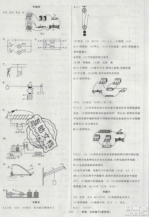 2020年四清导航九年级物理下册苏科版答案