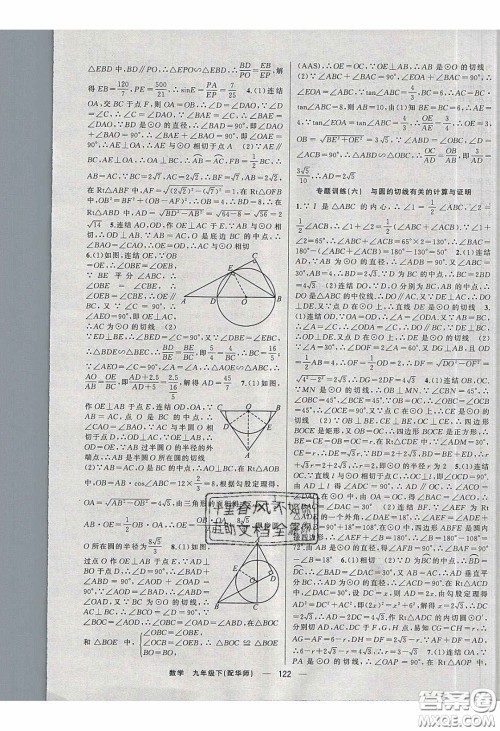 2020年四清导航九年级数学下册华师大版答案