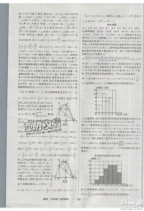 2020年四清导航九年级数学下册华师大版答案 2020年四清导航九年级数学下册华师大版答案