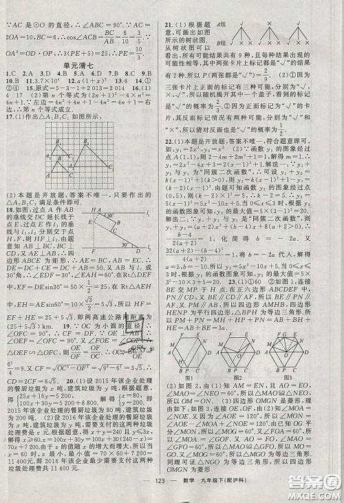 2020年四清导航九年级数学下册沪科版答案 2020年四清导航九年级数学下册沪科版答案