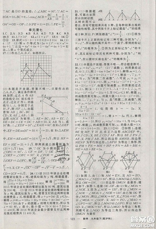 2020年四清导航九年级数学下册沪科版答案