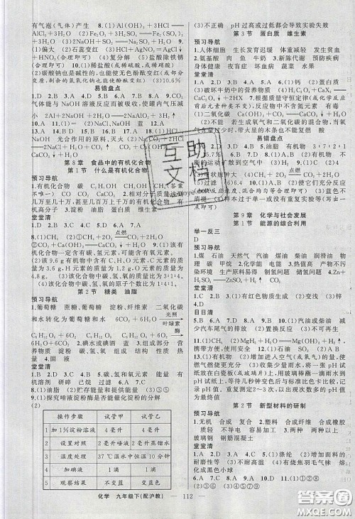 2020年四清导航九年级化学下册沪教版答案 2020年四清导航九年级化学下册沪教版答案