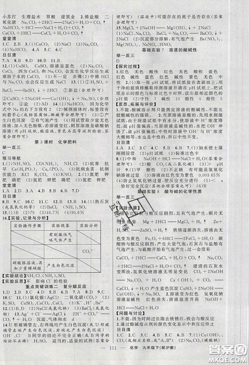 2020年四清导航九年级化学下册沪教版答案 2020年四清导航九年级化学下册沪教版答案