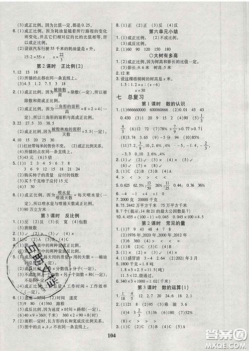 2020新版培优红领巾乐园六年级数学下册苏教版B版答案
