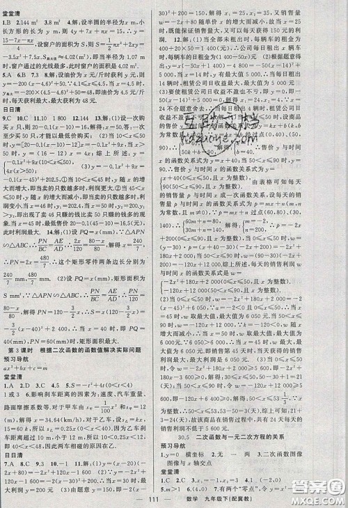 2020年四清导航九年级数学下册冀教版答案 2020年四清导航九年级数学下册冀教版答案