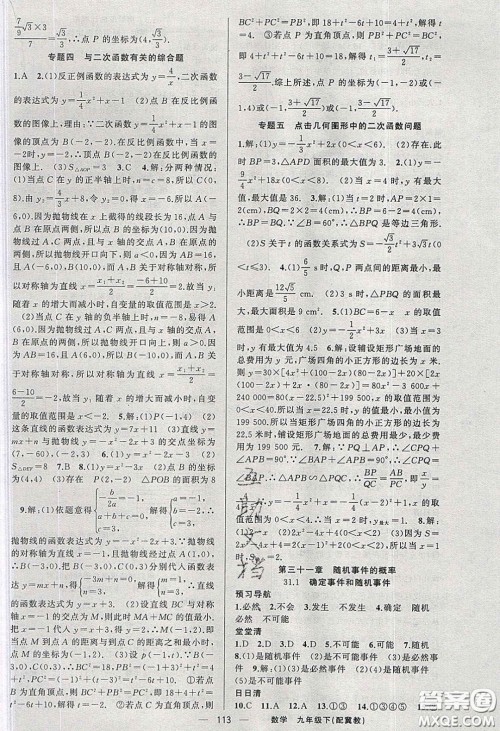 2020年四清导航九年级数学下册冀教版答案 2020年四清导航九年级数学下册冀教版答案