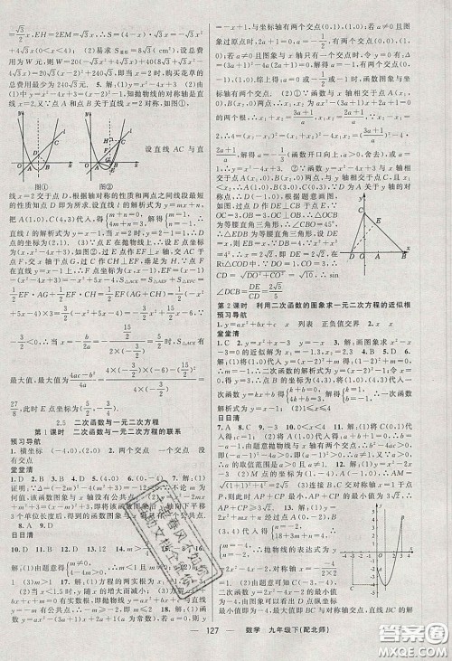 猎豹图书2020年四清导航九年级数学下册北师大版答案