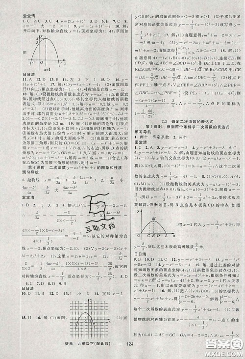 猎豹图书2020年四清导航九年级数学下册北师大版答案