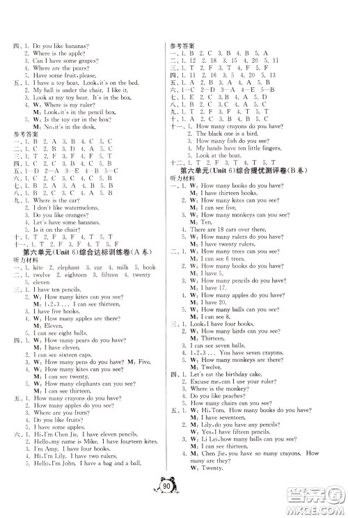 2020年单元双测同步达标活页试卷英语三年级下册RJPEP人教版参考答案 2020年单元双测同步达标活页试卷英语三年级下册RJPEP人教版参考答案