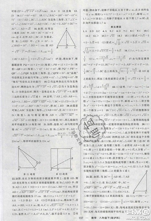 猎豹图书2020年四清导航八年级数学下册沪科版答案