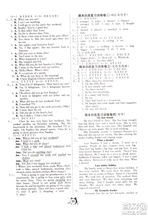 2020年单元双测同步达标活页试卷英语六年级下册RJPEP人教版参考答案