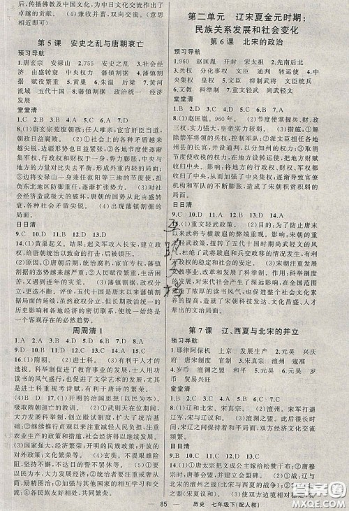 猎豹图书2020年四清导航七年级历史下册人教版答案 猎豹图书2020年四清导航七年级历史下册人教版答案