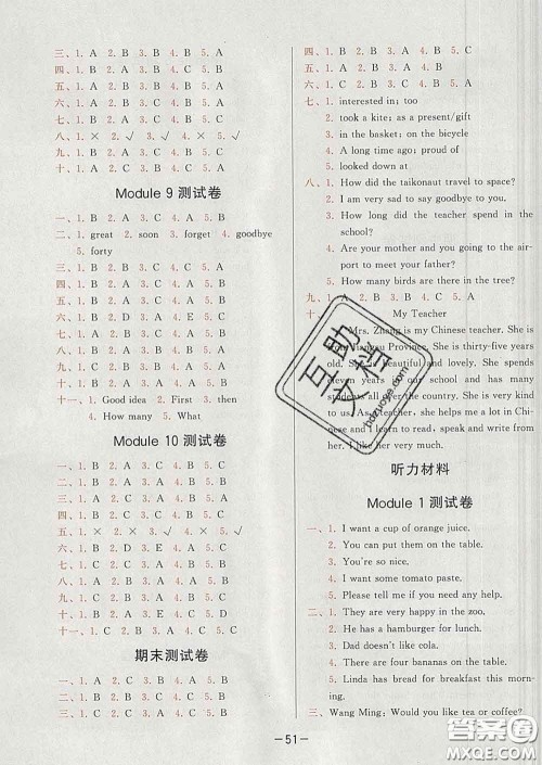 2020学而思基本功同步练六年级英语下册外研版答案 2020学而思基本功同步练六年级英语下册外研版答案