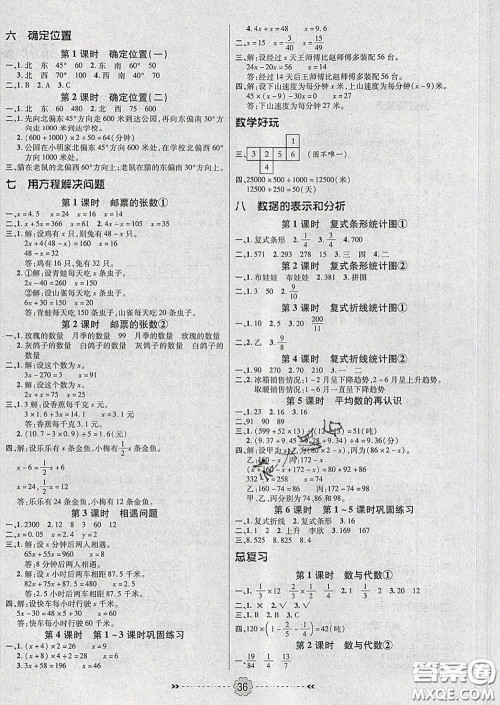 2020新版金质课堂优效作业本五年级数学下册北师版答案 2020新版金质课堂优效作业本五年级数学下册北师版答案