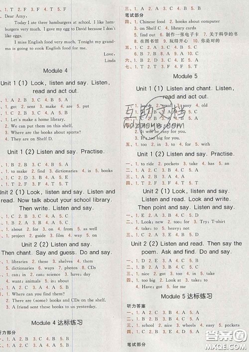 2020学而思基本功同步练五年级英语下册外研版答案 2020学而思基本功同步练五年级英语下册外研版答案