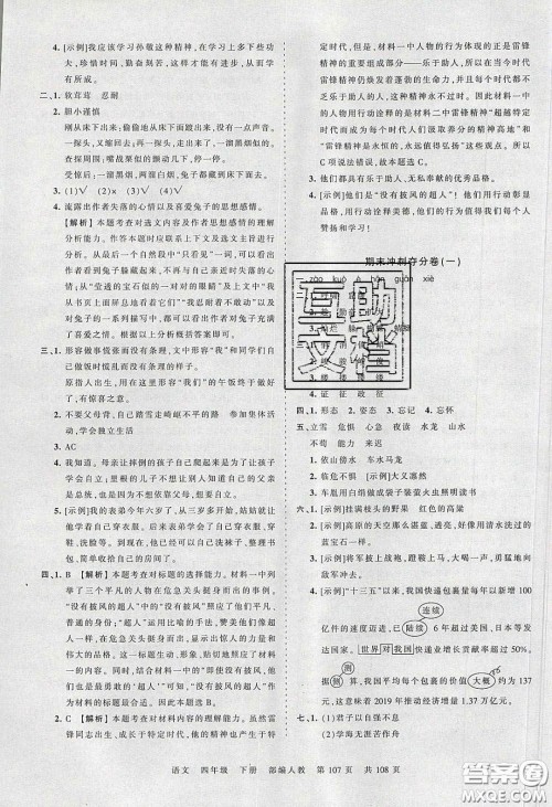 江西人民出版社2020年王朝霞考点梳理时习卷四年级语文下册人教版答案 江西人民出版社2020年王朝霞考点梳理时习卷四年级语文下册人教版答案