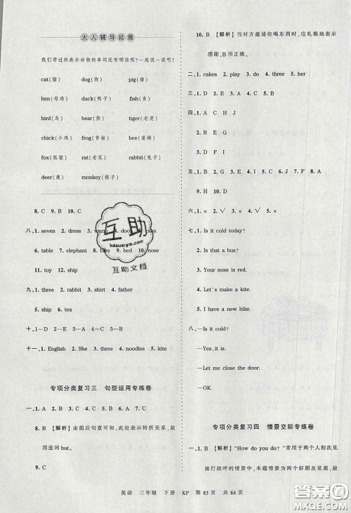 江西人民出版社2020年王朝霞考点梳理时习卷三年级英语下册科普版答案 江西人民出版社2020年王朝霞考点梳理时习卷三年级英语下册科普版答案