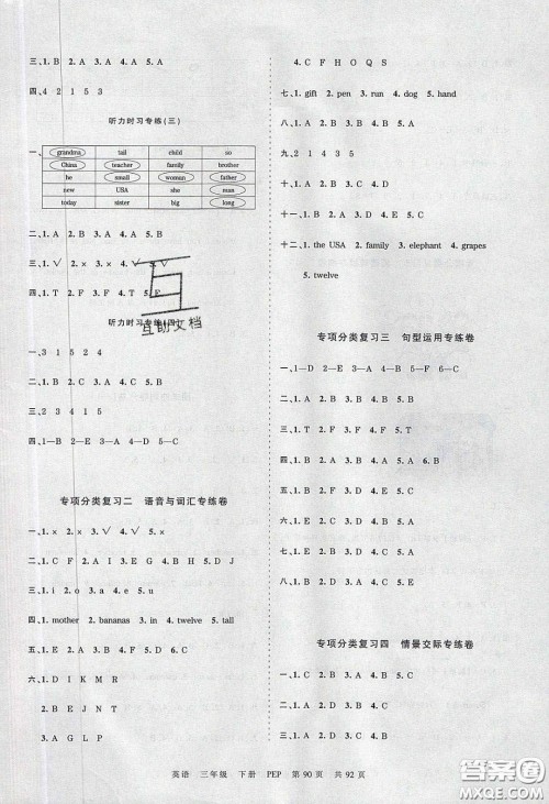 江西人民出版社2020年王朝霞考点梳理时习卷三年级数学下册人教版答案 江西人民出版社2020年王朝霞考点梳理时习卷三年级数学下册人教版答案