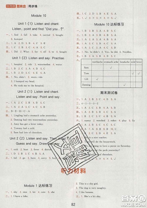 2020学而思基本功同步练四年级英语下册外研版答案 2020学而思基本功同步练四年级英语下册外研版答案