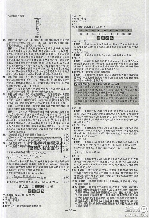 2020年金考卷活页题选名师名题单元双测八年级物理下册沪粤版答案 2020年金考卷活页题选名师名题单元双测八年级物理下册沪粤版答案