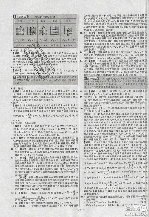 2020年金考卷活页题选名师名题单元双测八年级物理下册沪粤版答案 2020年金考卷活页题选名师名题单元双测八年级物理下册沪粤版答案