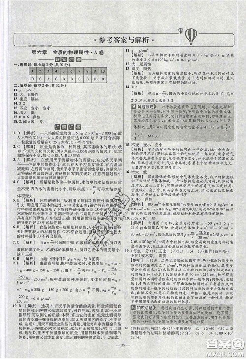 2020年金考卷活页题选名师名题单元双测八年级物理下册苏科版答案 2020年金考卷活页题选名师名题单元双测八年级物理下册苏科版答案