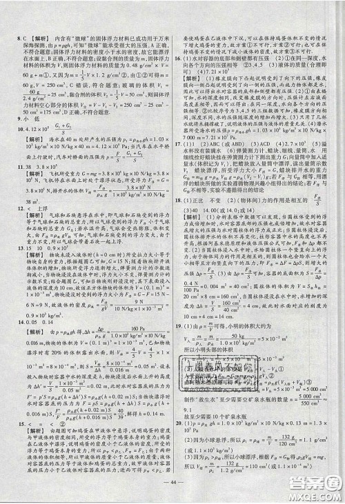 2020年金考卷活页题选名师名题单元双测八年级物理下册苏科版答案 2020年金考卷活页题选名师名题单元双测八年级物理下册苏科版答案