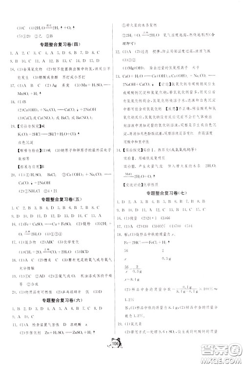 2020年单元双测全程提优测评卷化学九年级下册RMJY人民教育版参考答案