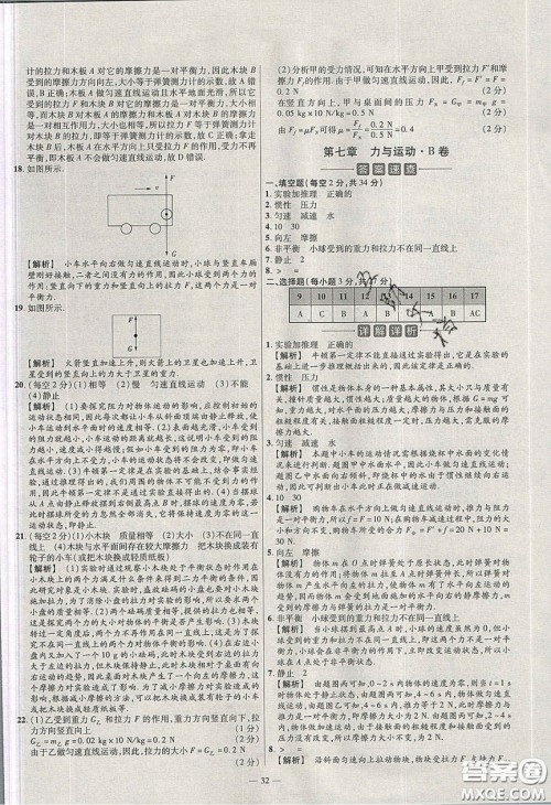 延边教育出版社2020年金考卷活页题选名师名题单元双测八年级物理下册沪科版答案 延边教育出版社2020年金考卷活页题选名师名题单元双测八年级物理下册沪科版答案