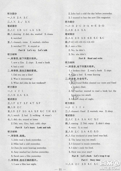 2020新版课时特训优化作业本六年级英语下册人教版答案 2020新版课时特训优化作业本六年级英语下册人教版答案