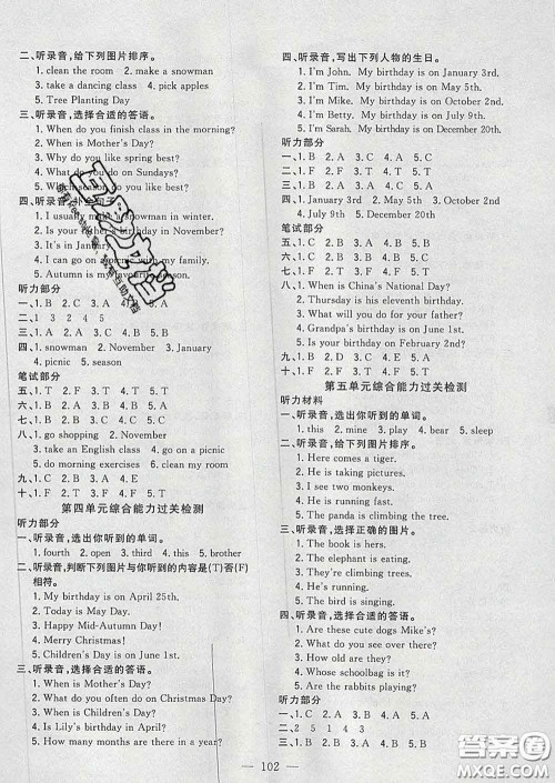 2020新版课时特训优化作业本五年级英语下册人教版答案 2020新版课时特训优化作业本五年级英语下册人教版答案