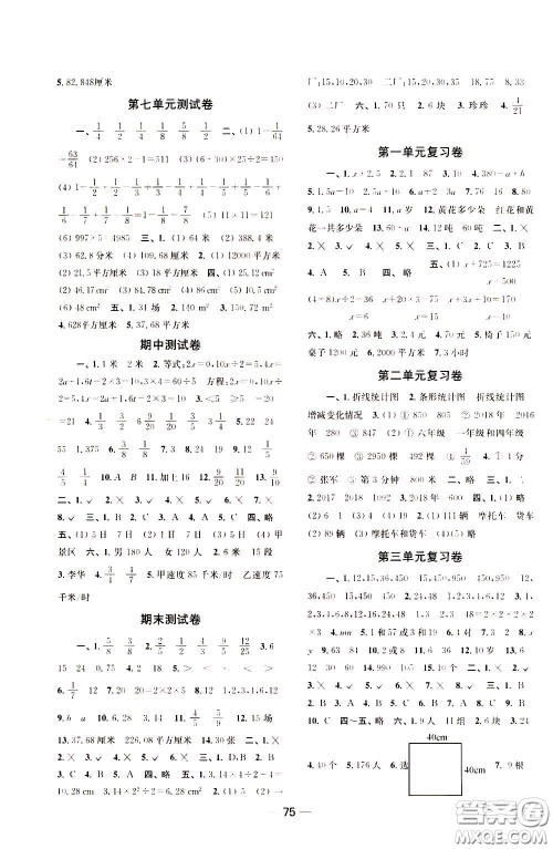 2020年随堂练1加2课课练单元卷数学五年级下册江苏版参考答案 2020年随堂练1加2课课练单元卷数学五年级下册江苏版参考答案