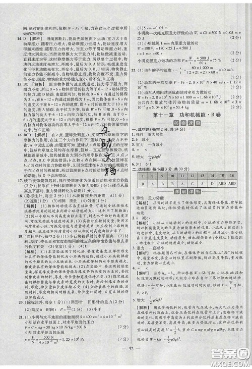 2020年金考卷活页题选名师名题单元双测八年级物理下册人教版答案