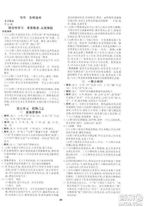 2020年新坐标同步练习语文七年级下册人教版参考答案 2020年新坐标同步练习语文七年级下册人教版参考答案