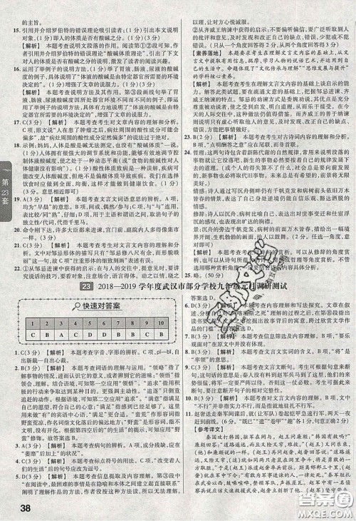 新疆青少年出版社2020金考卷湖北中考45套汇编语文答案